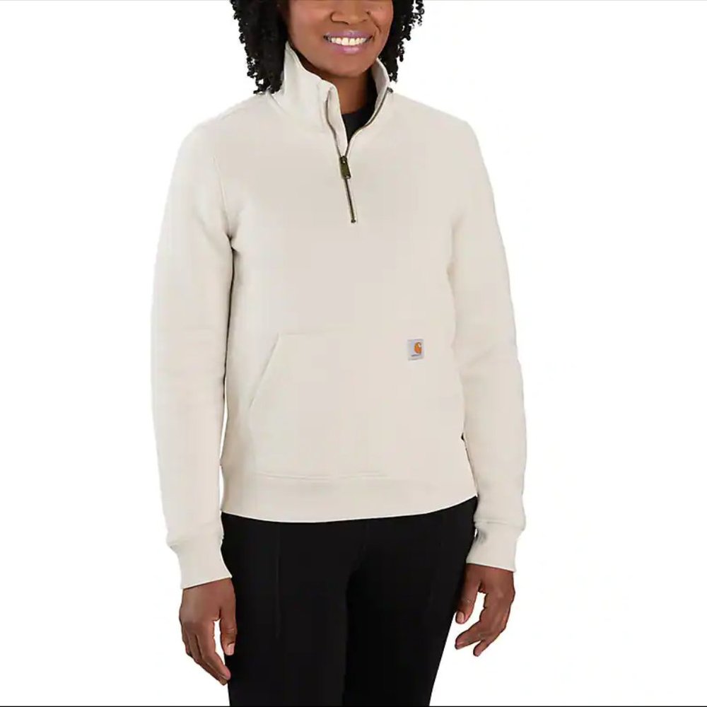 CARHARTT WOMEN'S RELAXED FIT MIDWEIGHT QUARTER-ZIP SWEATSHIRT sz XS 0-2 MALT
